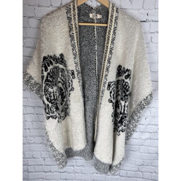 Holly Bracken Sweaters - Holly Bracken Grey Aztec Shrug Cardigan‎ Open Front Chains Boho Western OS